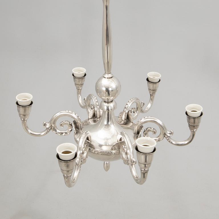 CG Hallberg ceiling lamp, silver plate, 1920s, Swedish Grace.