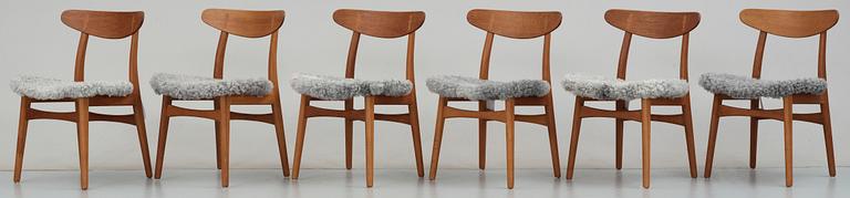 STOLAR, 6 st, "ch 30", Hans J Wegner, Carl Hansen, Danmark 1950-60-tal.