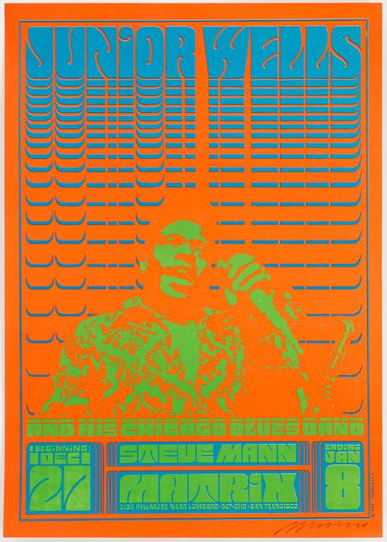 VICTOR MOSCOSO, poster, offset in colours, 1966, signed.