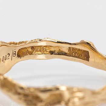 Björn Weckström, Sormus, "TImanttilampi", 18K kultaa ja timantti n. 0.02 ct, Lapponia.