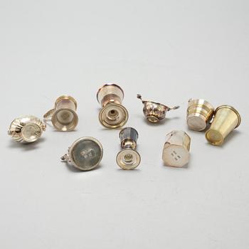 Nine silver miniatures by GAB, Eskilstuna, from the latter half of the 20th century.