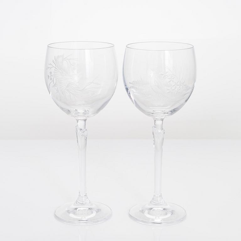 Drinking glasses, 21 pcs, with animal motifs, possibly Germany, late 20th century.