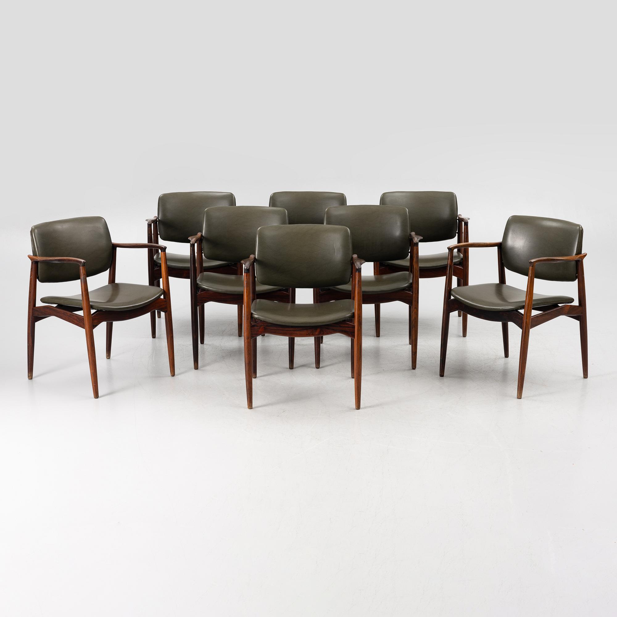 Erik Buch, armchairs, 8 pcs, Denmark, 1960s.