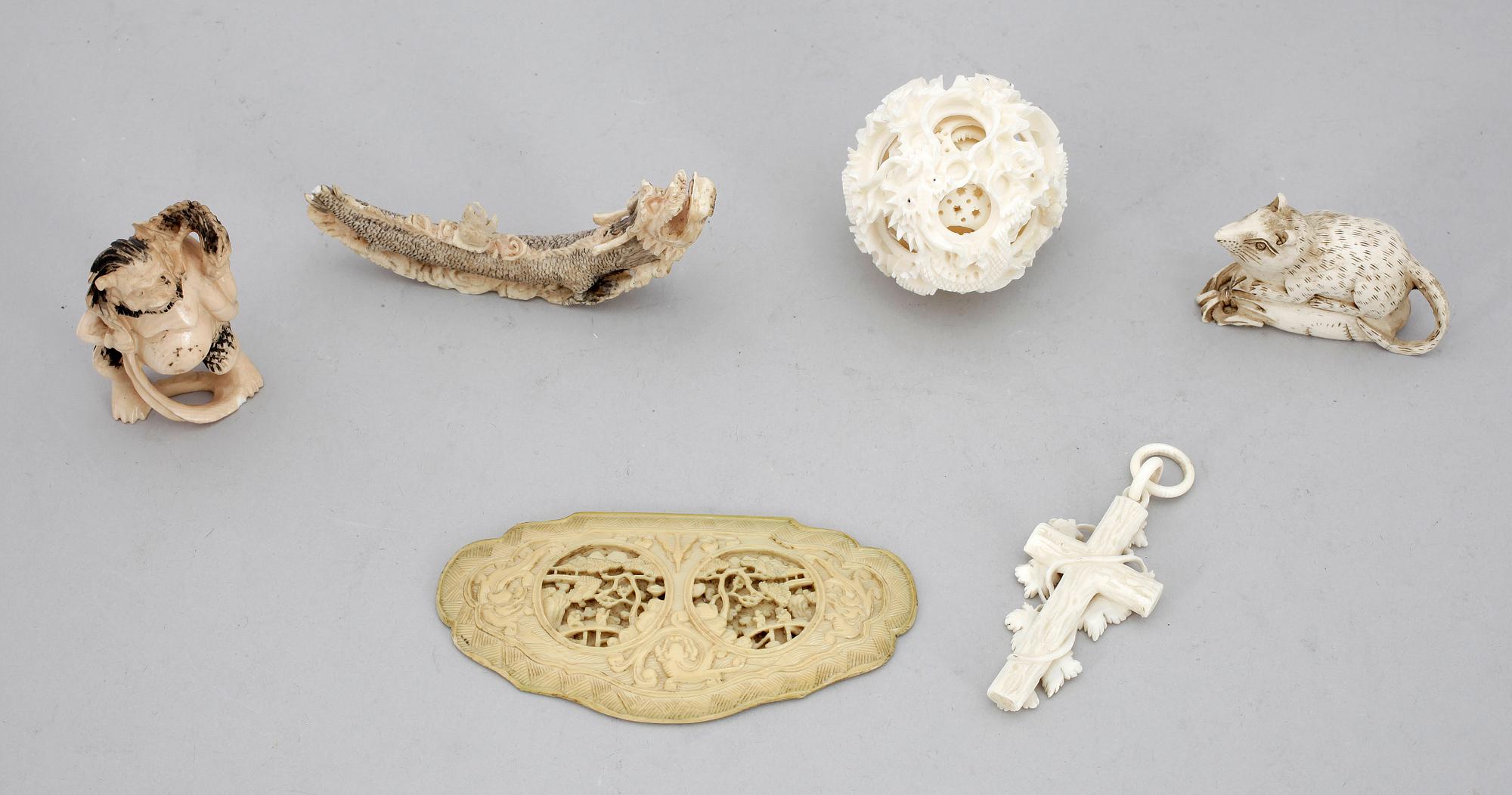 FIGURINER, 6 st olika, ben, Ostasien, 1800/1900-tal.