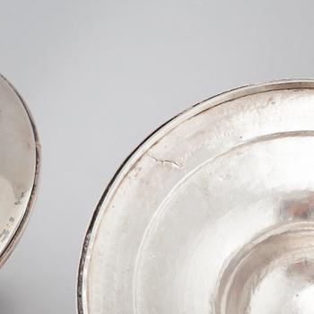 A pair of slidded silver sugar bowls by Petter Adolf Sjöberg, Stockholm, from 1819.