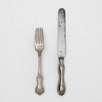 Gustaf Möllenborg, Ten Swedish silver flatware pieces, "Olga", mark of Möllenborg-Feron, Stockholm, 1853-1865.