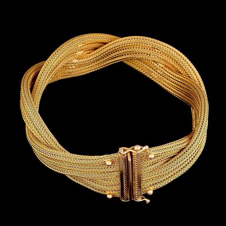 ARMBAND, 18K guld, flätat.