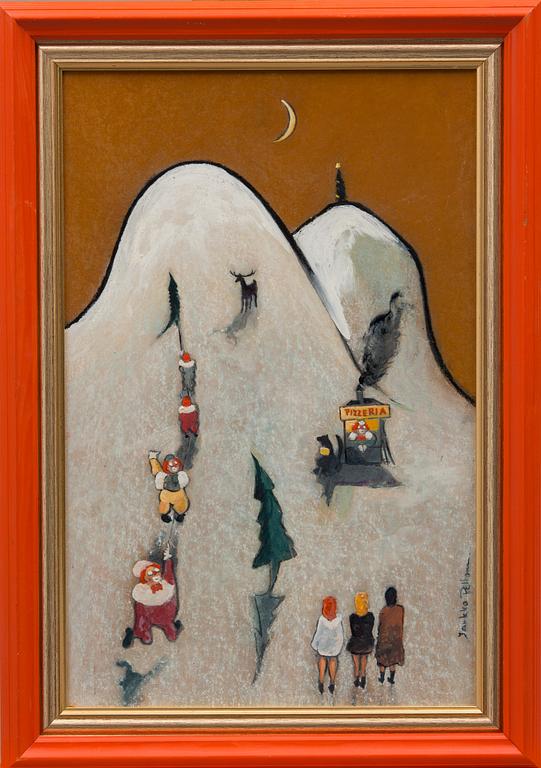 JARKKO PELTONEN, öljy kovalevylle, signeerattu.