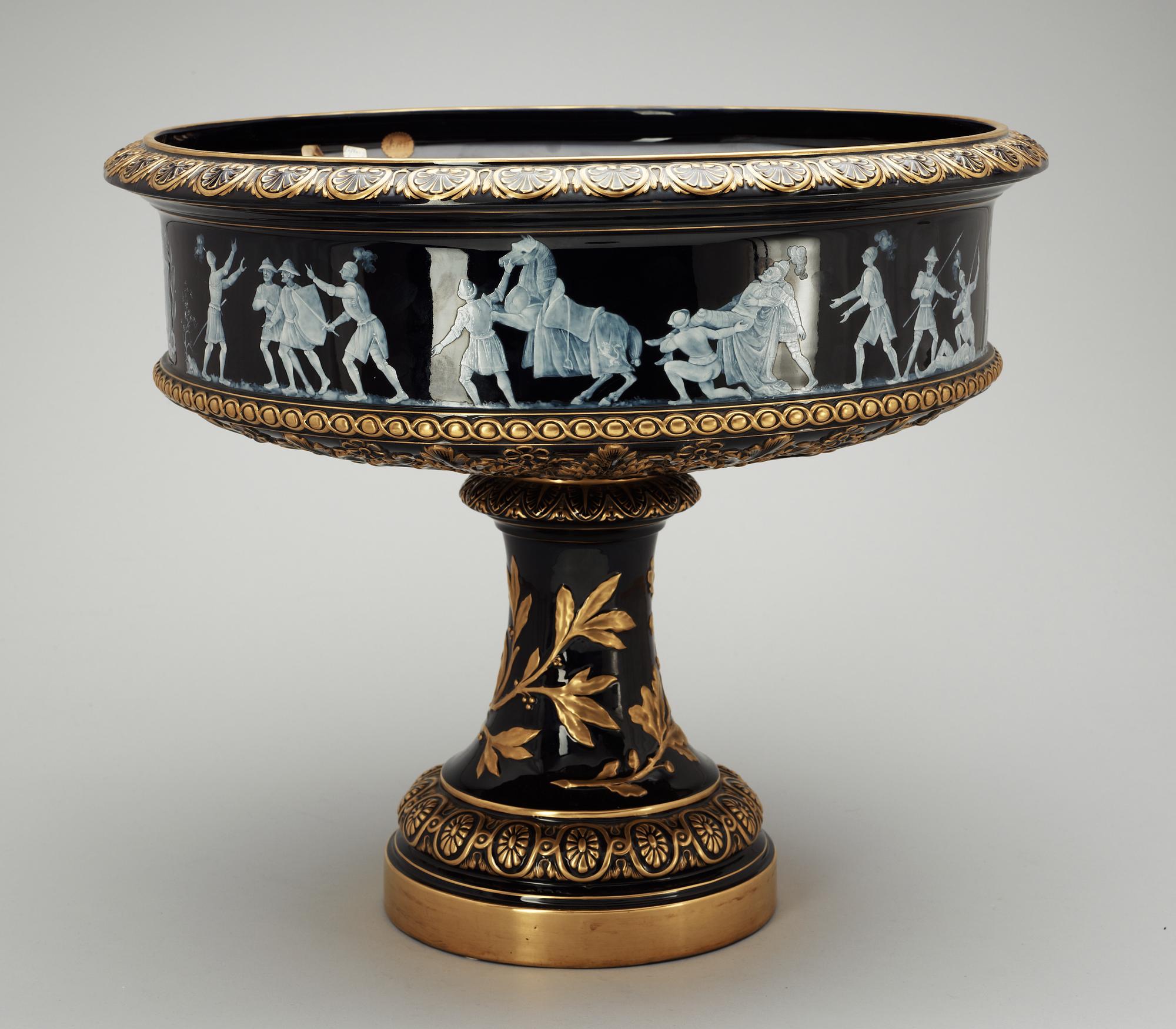 A blue and gold glazed centerpiece, probably by G.A Werner, Rörstrand 1880.