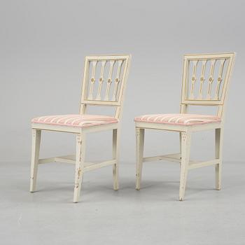 A pair of Swedish Gustavian chairs by Anders Andersson, signed AAS, Lindome from around year 1800.