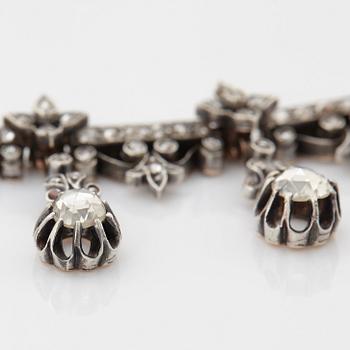 Collier 14K guld och silver med rosenslipade diamanter, 1800-tal.