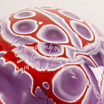 Elna Melusine Jolom, a signed graal unique vase 2014 Österlens glashytta.