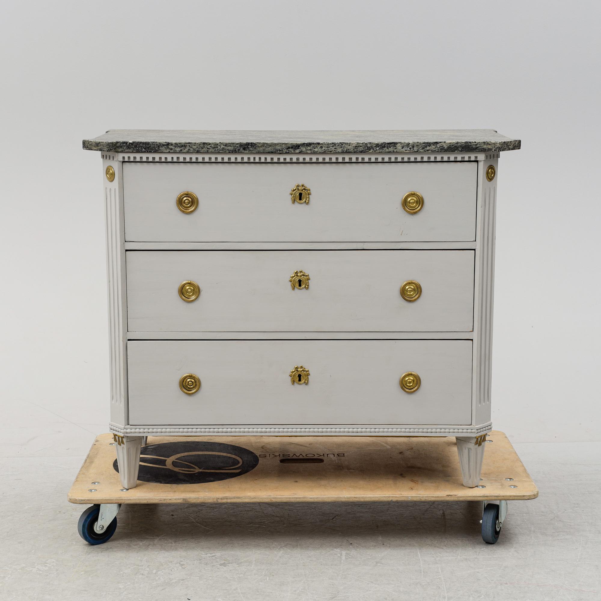 A gustavian style chest of drawers, late 19th Century.