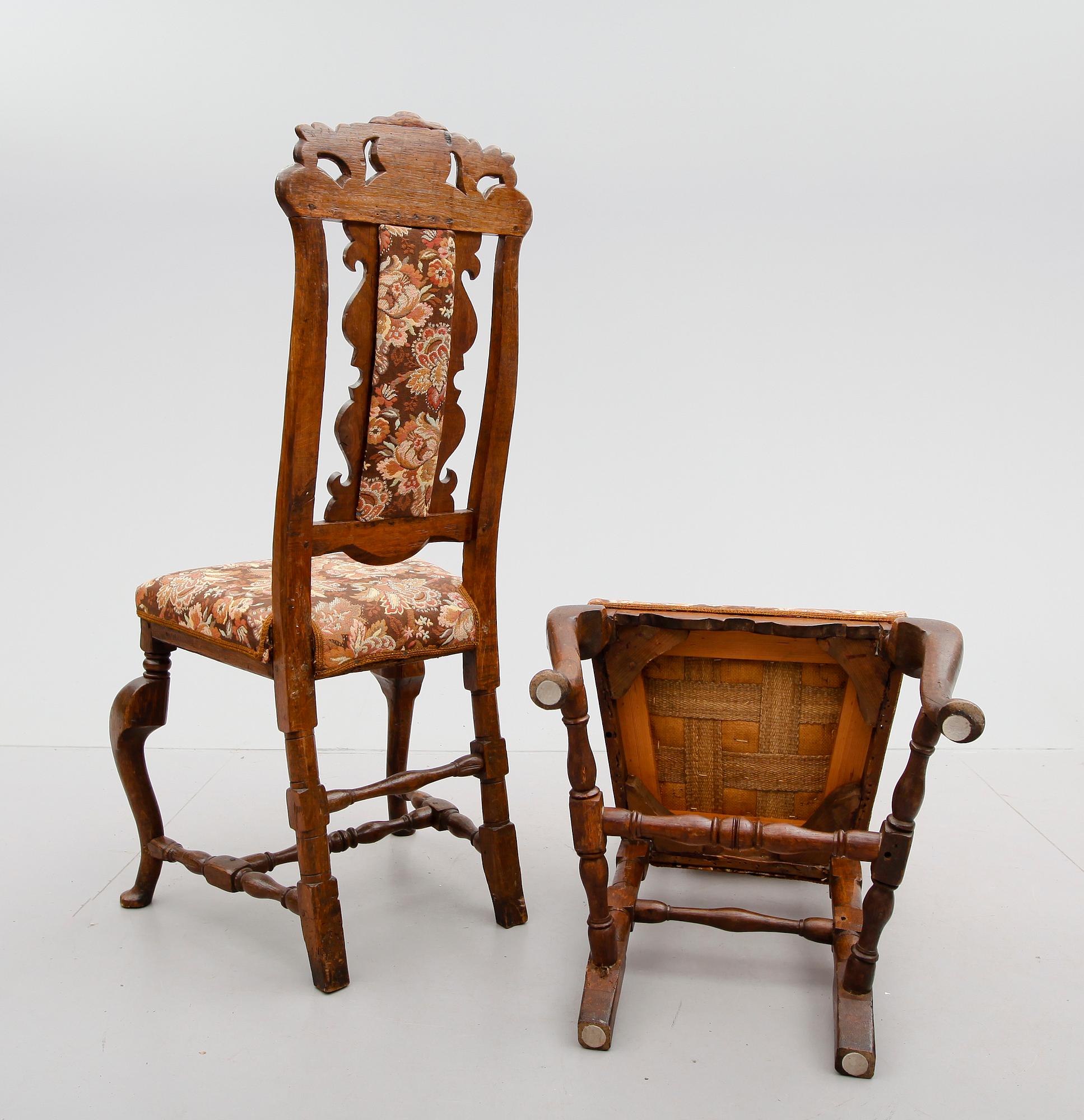 STOLAR, 1 par, barock, 1700-talets andra hälft.