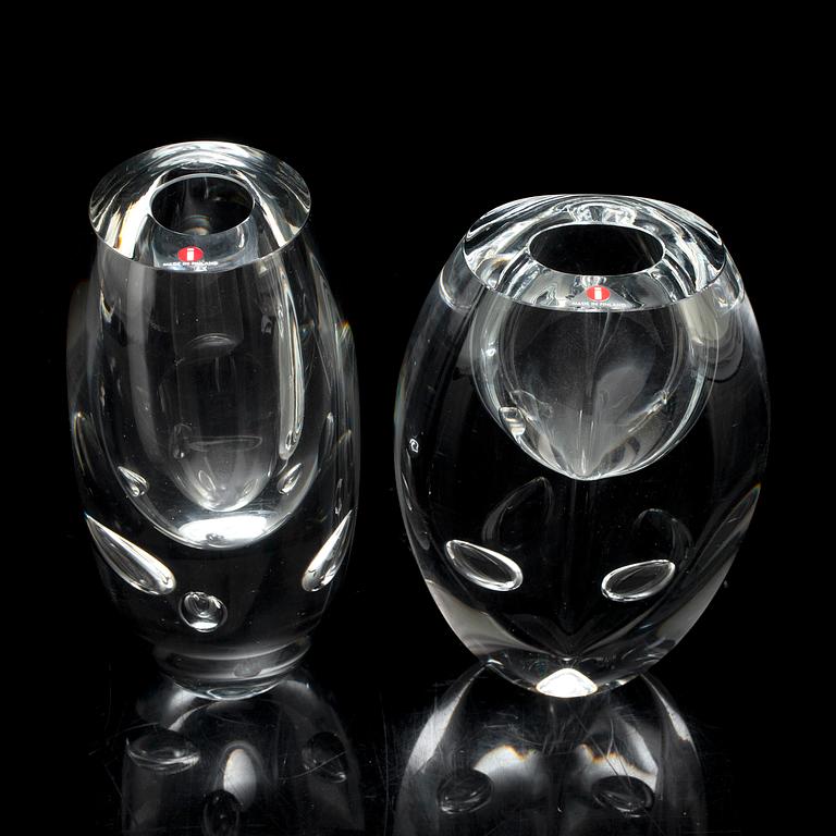 TIMO SARPANEVA, two 'Claritas' glass vases from Iittala, Finland.