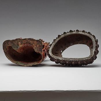 A large seated bronze figure of budhai, Ming dynasty (1368-1644).