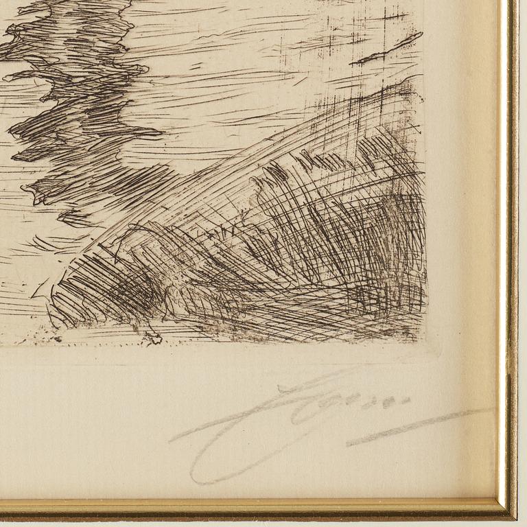 Anders Zorn, etching, 1907, signed in pencil.