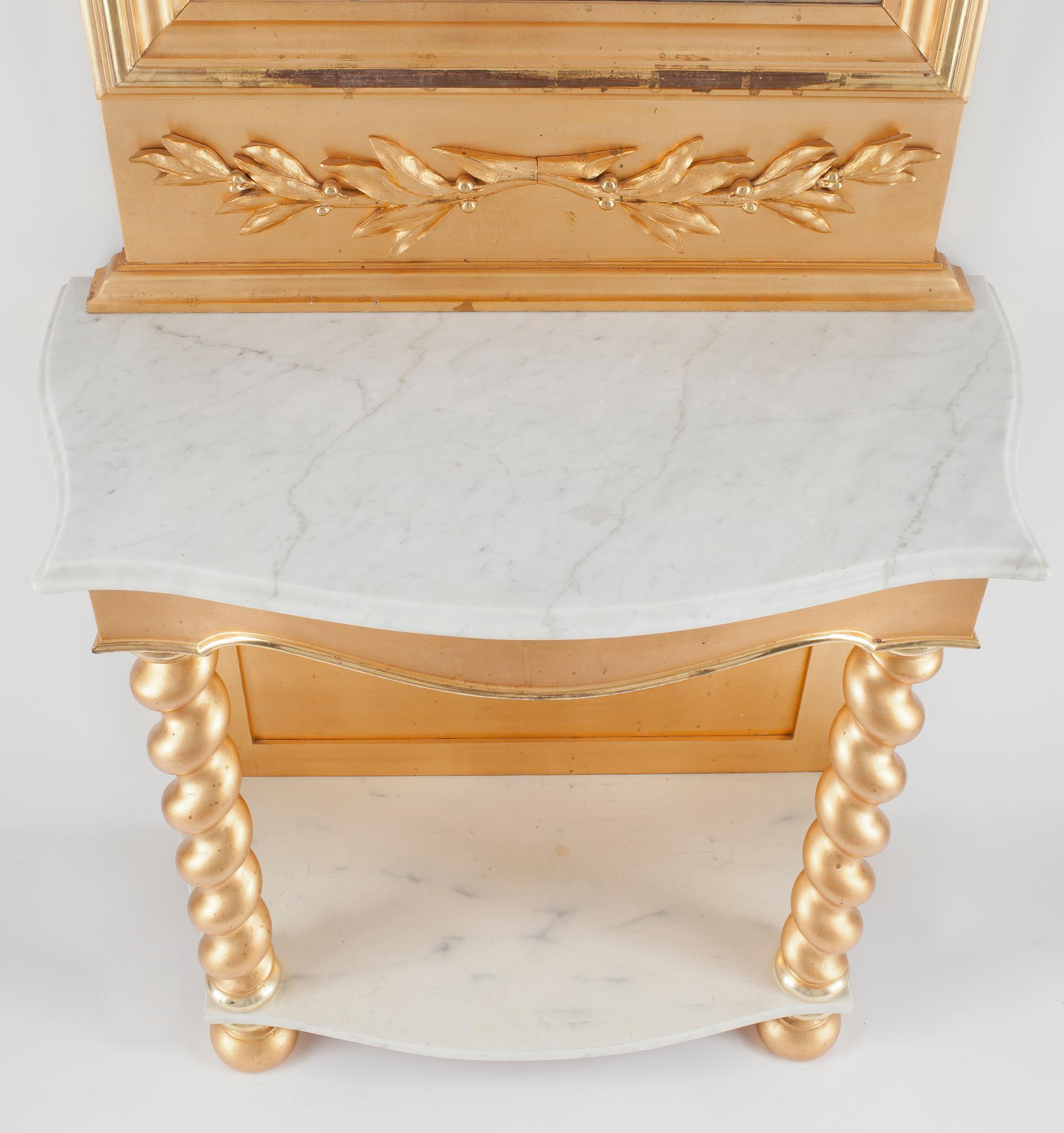 SPEGEL med KONSOLBORD, nyrokoko, 1800-talets andra hälft.