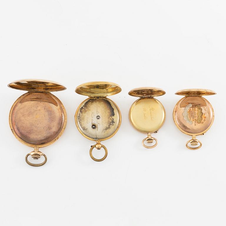 Pocket watches/grandfather clocks, 4 pcs.