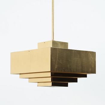 Hans-Agne Jakobsson, a brass and white lacquered "C 896/M" ceiling light, Markaryd, Sweden 1960's-70's.