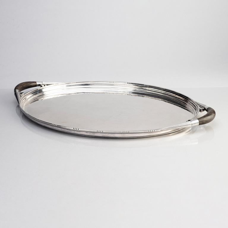 Johan Rohde, a large 830/1000 silver tray "Cosmos", Georg Jensen, Copenhagen 1919.