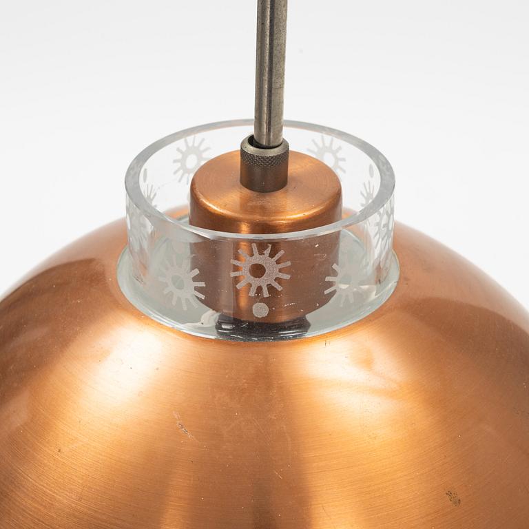 A copper and glass ceiling light, ASEA, 1950's/60's.