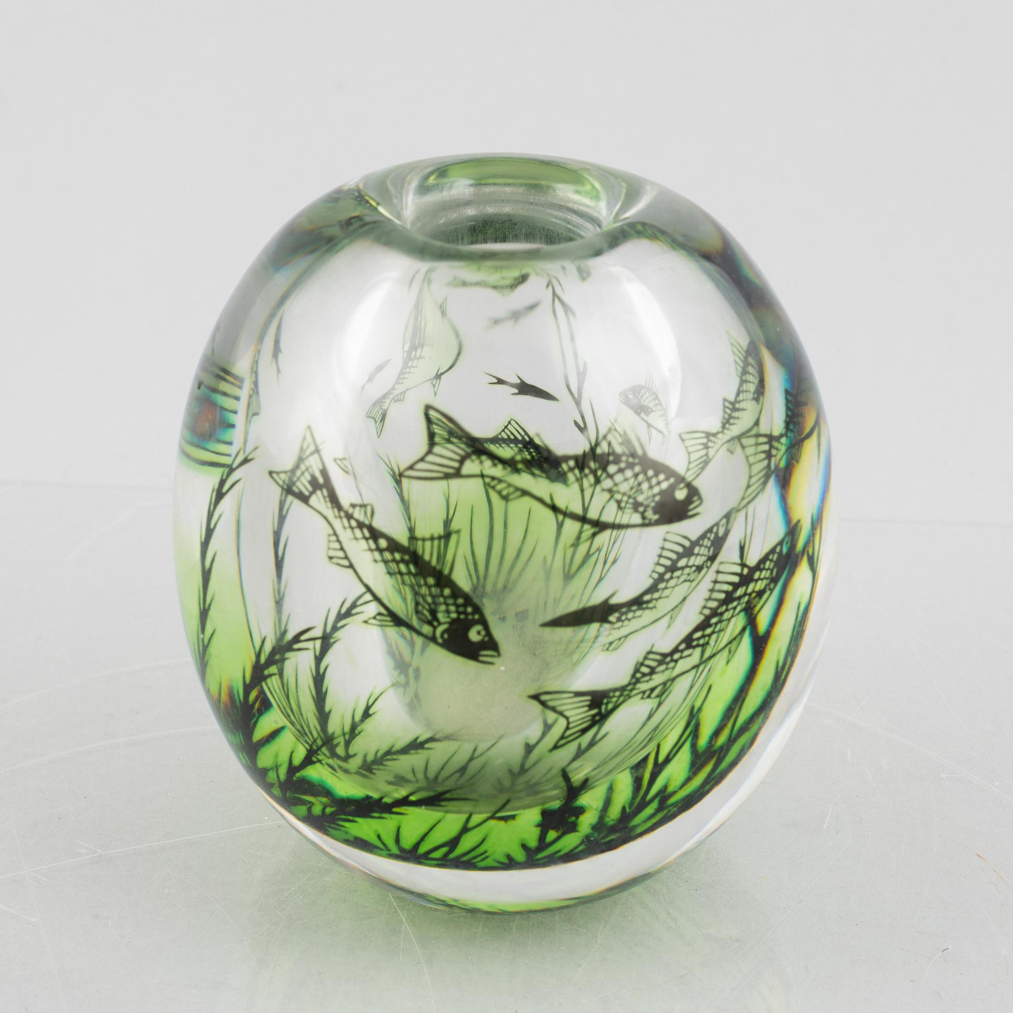 Edward Hald, a graal glass vase, Orrefors, Sweden, signed.