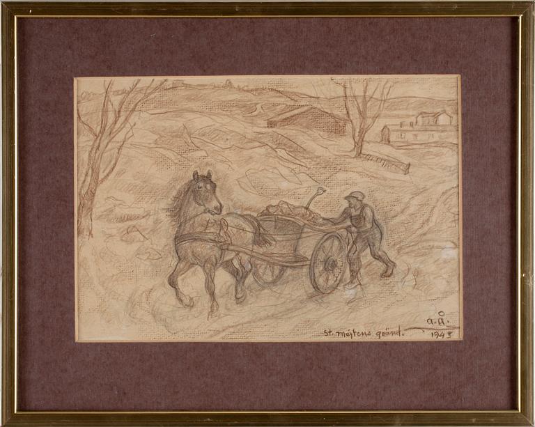 ACKE ÅSLUND, blandteknik, sign och dat 1943.