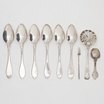 Cutlery, 9 pieces, silver, 19th-20th century.