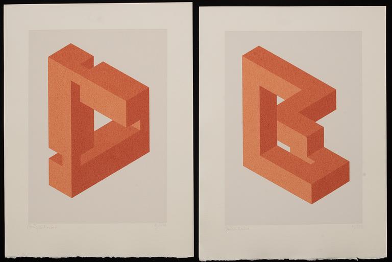 OSCAR REUTERSVÄRD, color lithographs, 3 st, signed and numbered.