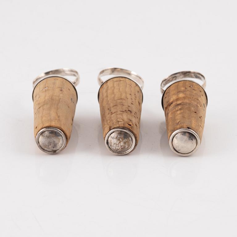 Three Swedish Silver Bottle Stoppers, mark of  Pehr Zethelius, Stockholm 1805.