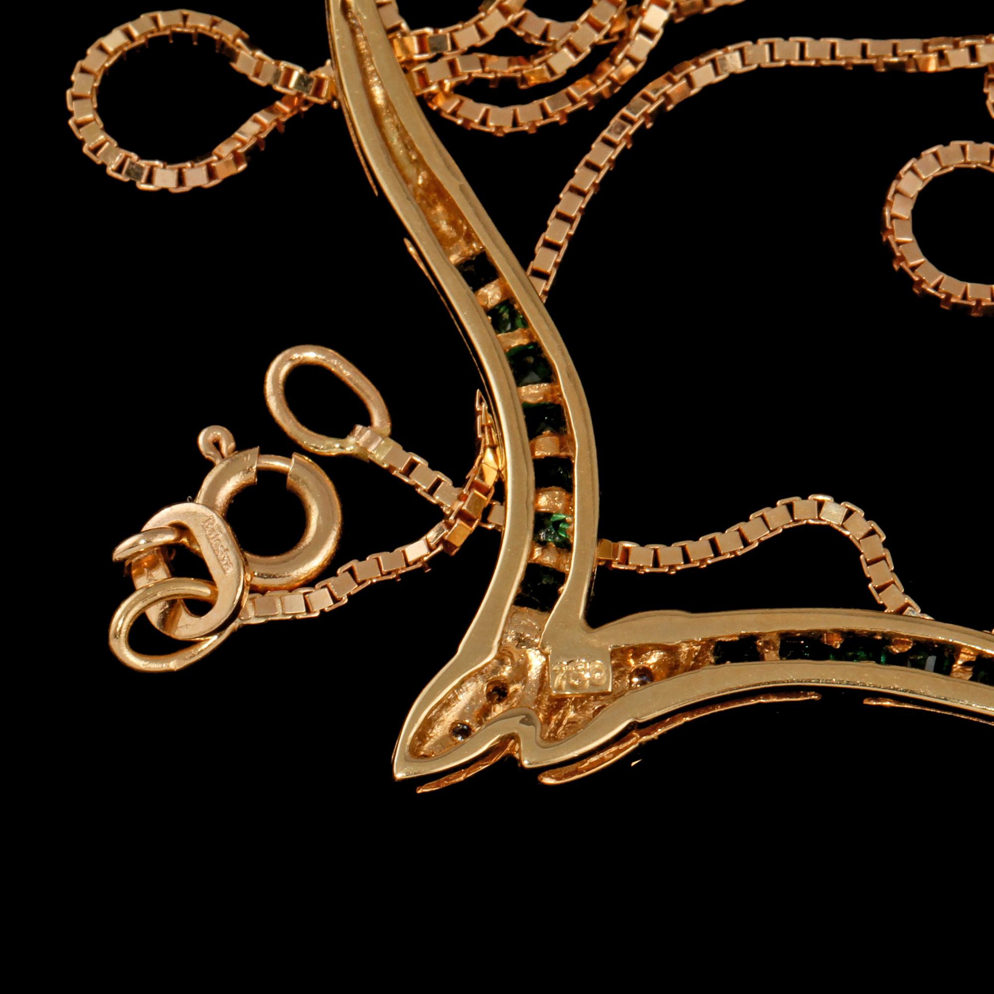 COLLIER, 18k guld med fasettslipade smaragder samt 6 briljantslipade diamanter, Balestra, Italien. Vikt 6 g.