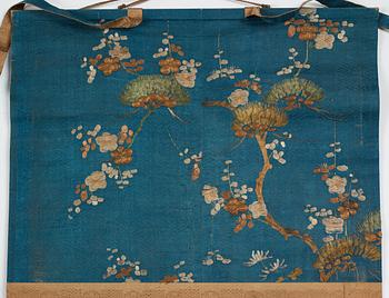 RULLMÅLNING, tusch och färg på papper. Okänd konstnär, Japan, troligen tidigt 1700-tal.