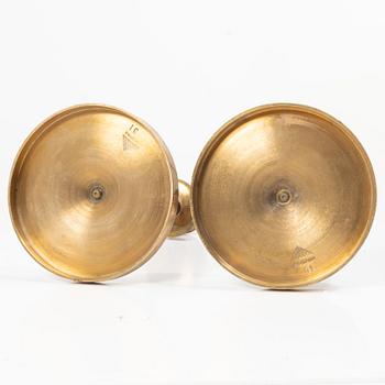 A pair of brass candlesticks, no. 51, EOS Jönköping, 20th century.