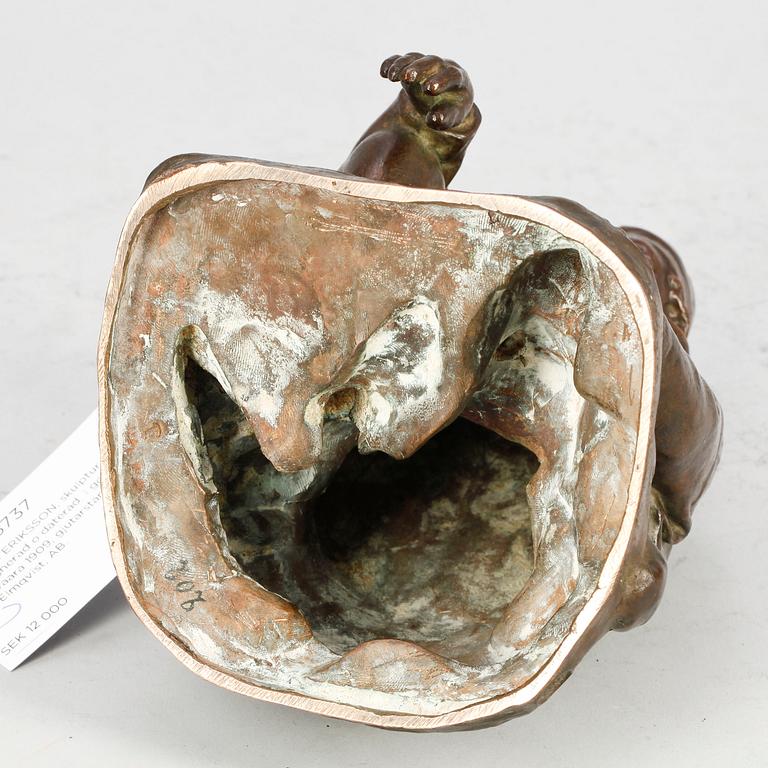 CHRISTIAN ERIKSSON, skulptur brons, signerad o daterad  i godset Kiirunavaara 1909, gjutarstämplar Hugo Elmqvist, AB.