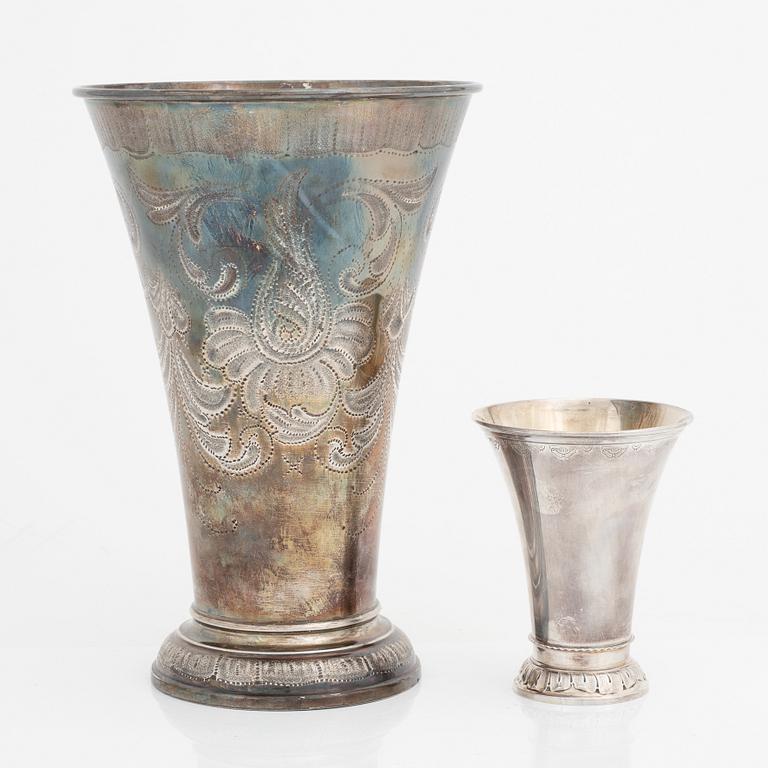 Two silver beakers, CG Hallberg and GAB, Stockholm, 1952 and 1965.
