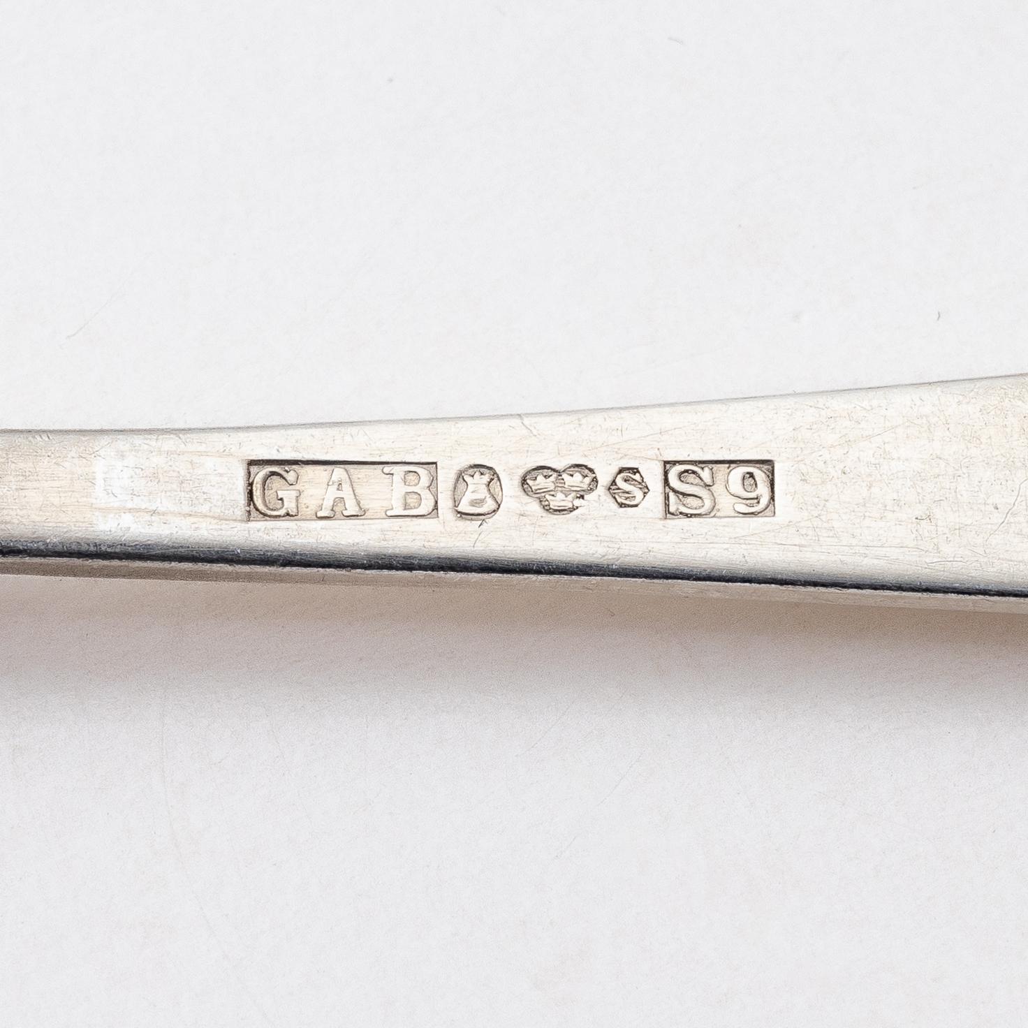 Jacob Ängman, a 62-piece Swedish silver cutlery set, model 'Rosenholm', mark of GAB, including Stockholm 1967.