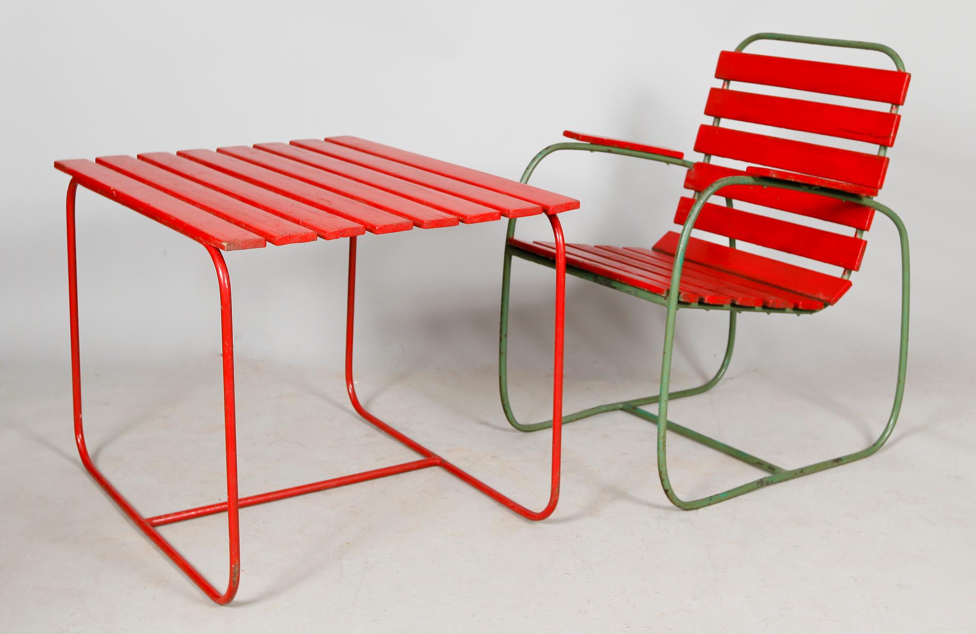 TRÄDGÅRDSMÖBEL, 2 delar, 1900-talets mitt.