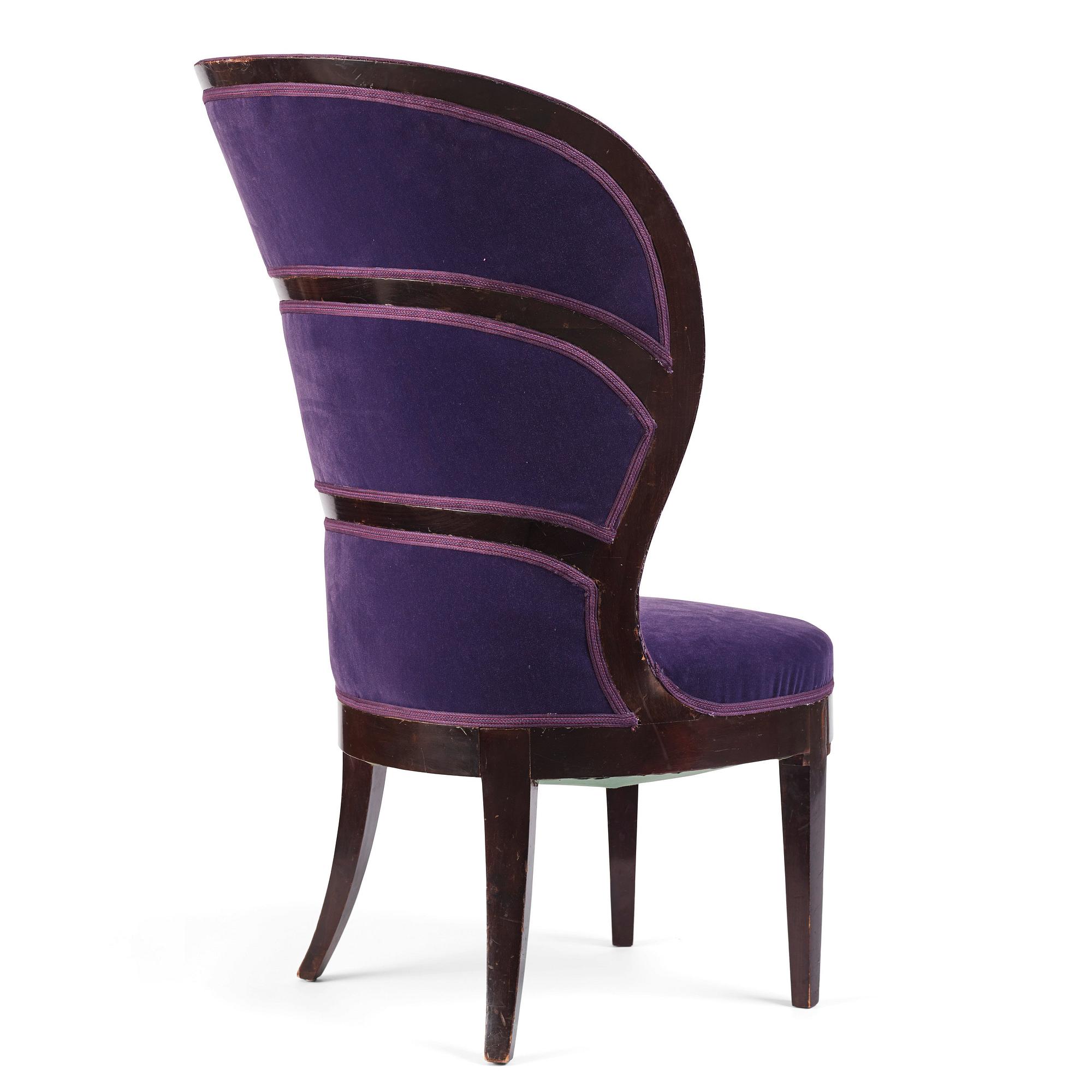 Uno Åhrén, a Swedish Grace black lacquered "Lady's armchair", Mobilia AB, Malmö ca 1925.