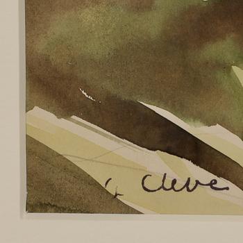 AGNES CLEVE, akvarell, signerad.