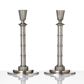 Erik Fleming, a pair of pewter candlesticks, Norrahammars Tenn, 1930.