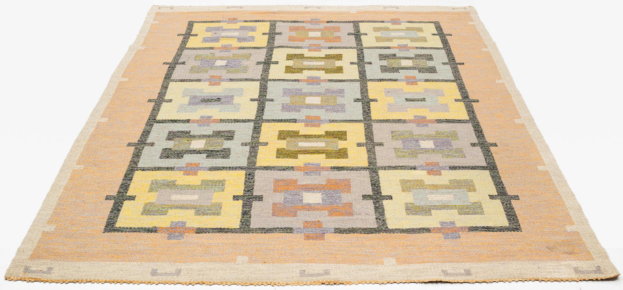 Agda Österberg, matta, rölakan, ca 304,5 x 199,5 cm, baksidan med broderad signatur.