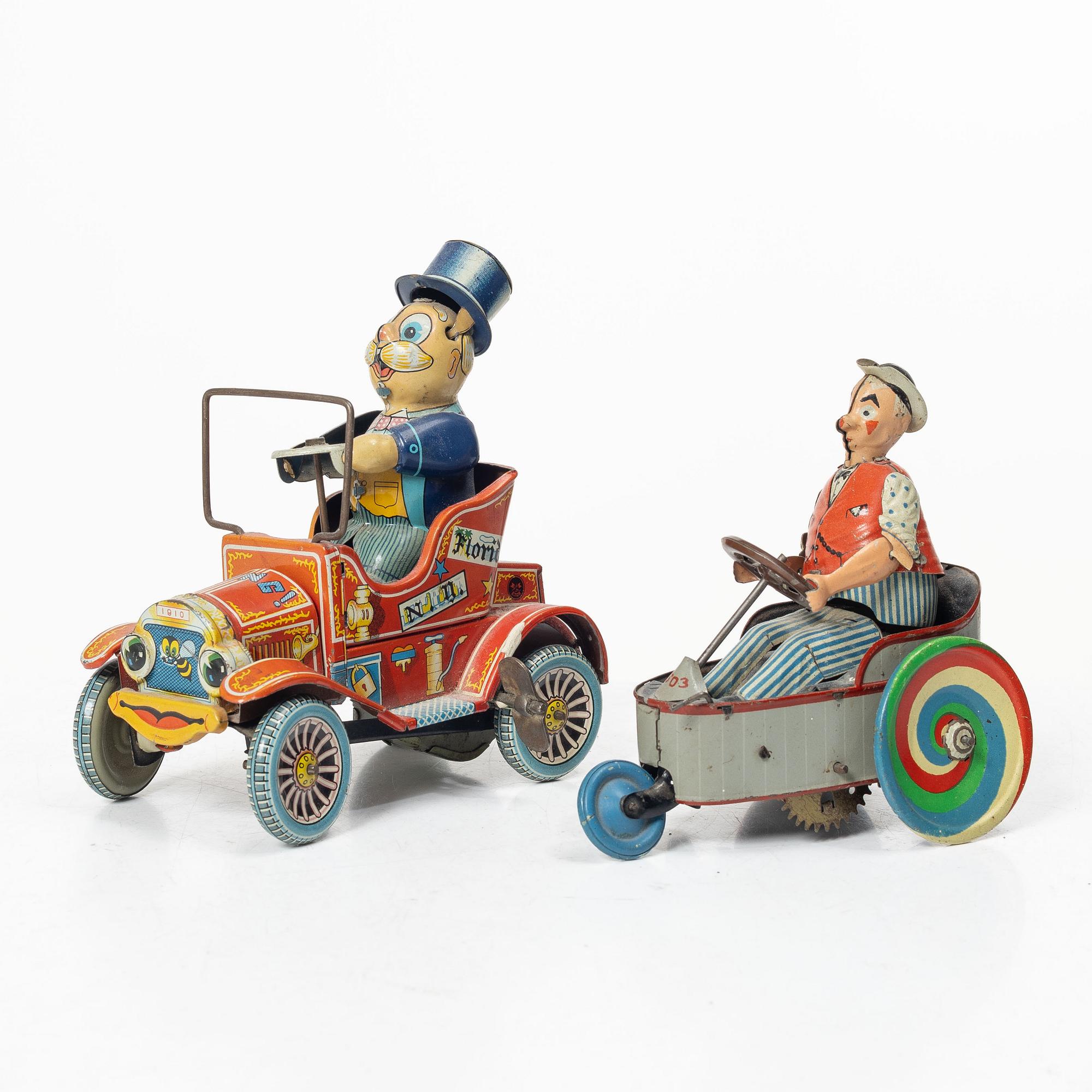 Mechanical toys, 2 pcs, “Peter” Lehman, Germany, and “Grand Pa's New Car”, second half of the 20th century.