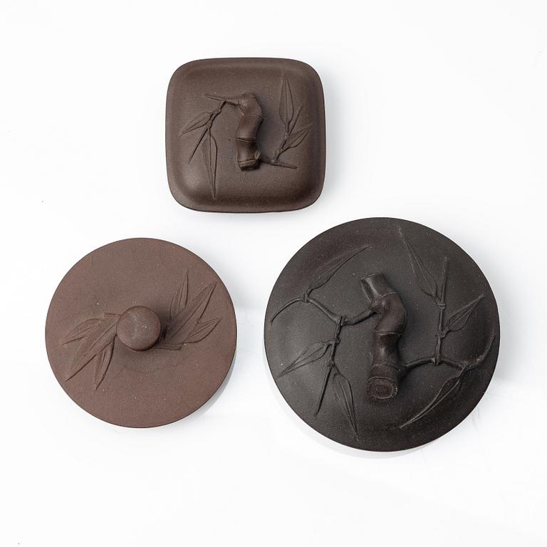 A group of Chinese yixing teapots, 1980s.