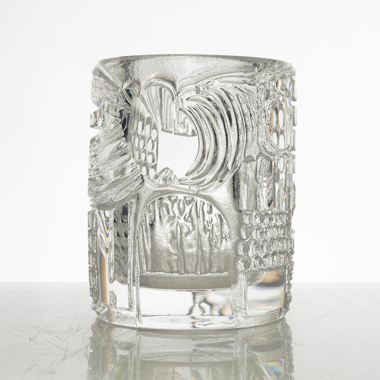 Bertil Vallien, a cylindrical clear glass vase, Boda Åfors Sweden 1960-70s.