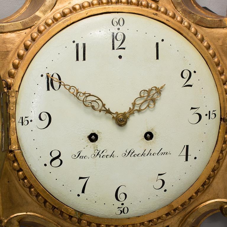 VÄGGPENDYL, gustaviansk, av Jacob Kock i Stockholm, verksam 1763-1803.