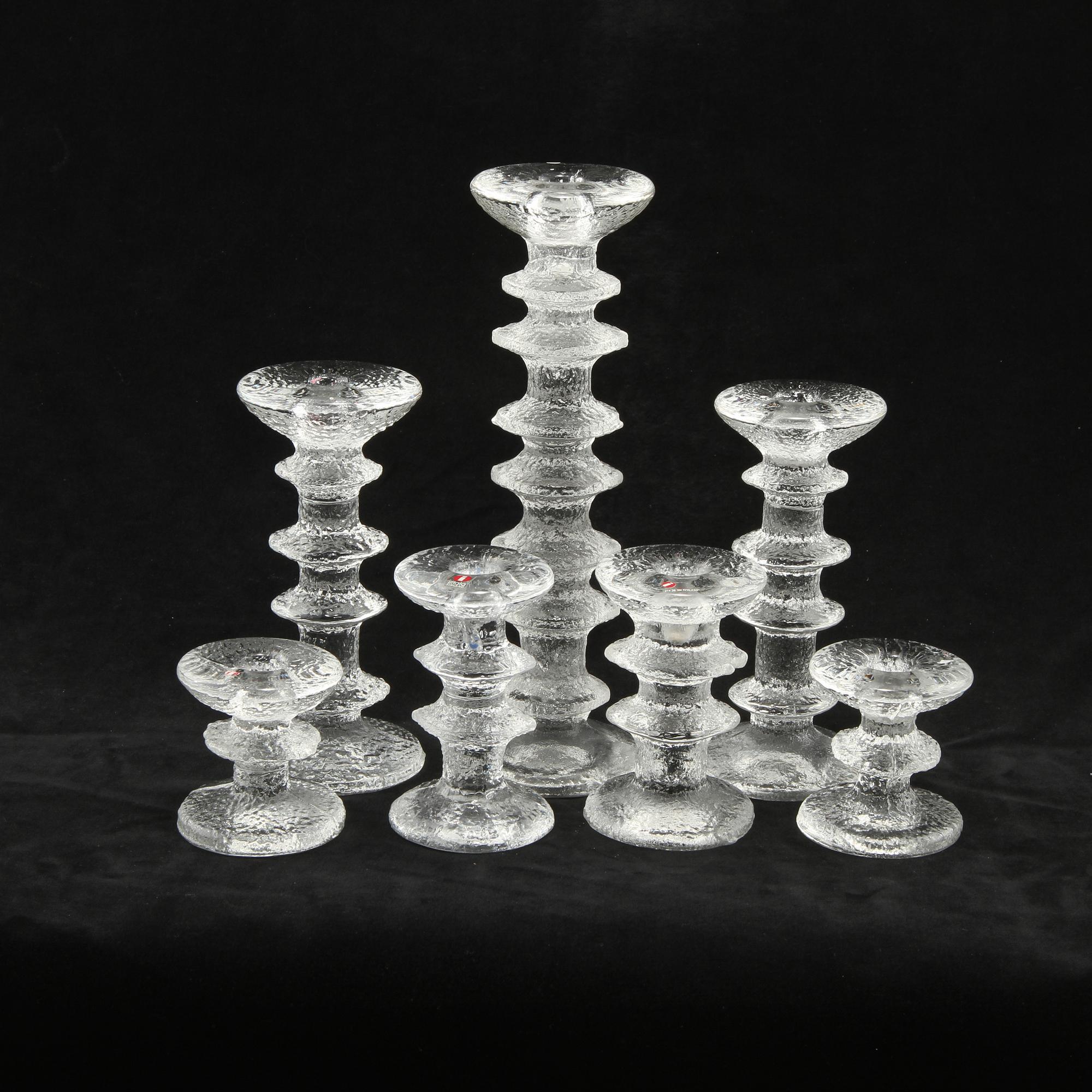 LJUSSTAKAR, 7 st, glas, "Festivo", Timo Sarpaneva, Ittala, formgivna 1966.