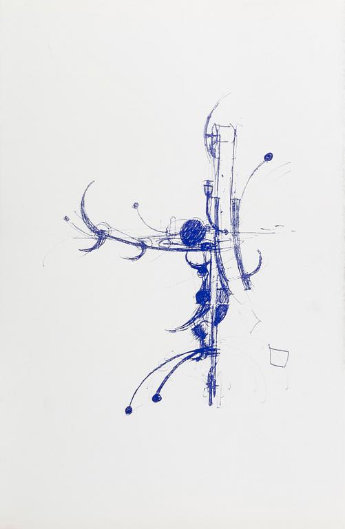 JEAN TINGUELY, one original drawing signed and dated no 6 1972 a tergo also included a vinyl-single record.