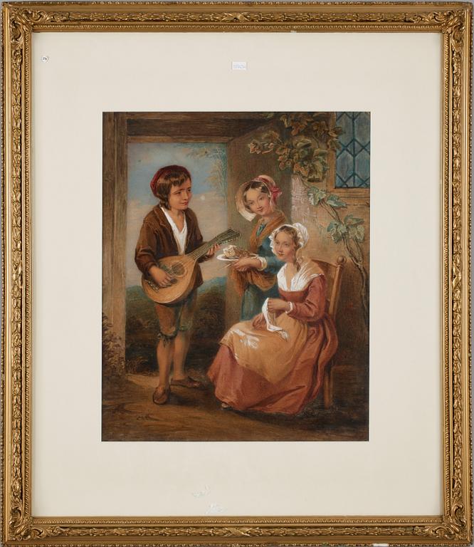 OKÄND KONSTNÄR, blandteknik, trol England 1800-tal. Bär otydl sign.