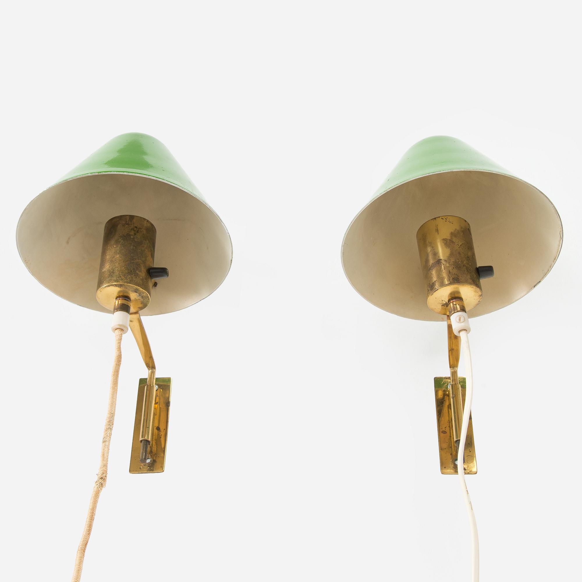Paavo Tynell, a pair of '7284' wall lights for Taito, 1930s/1940s.